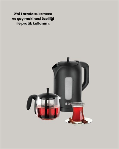 Sıcak Tutma Özellikli 2’si 1 Arada Çay Makinesi ve Su Isıtıcı