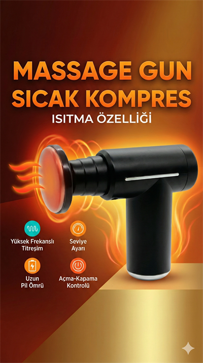 Sıcak Ve Soğuk Terapili Masaj Tabancası - Şarjlı Isıtmalı Masaj Cihazı - Sporcu Masaj Aleti