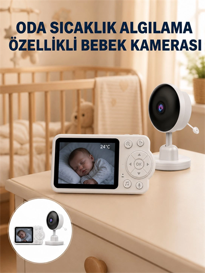 Sıcaklık Sensörlü Güvenli Bebek Kamerası İki Yönlü Ses Yeni Nesil