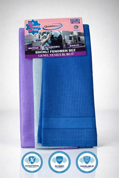 Sihirli Cam Bezi 40x60 cm 3lü Paket Mikrofiber İz Bırakmayan Temizlik Bezi