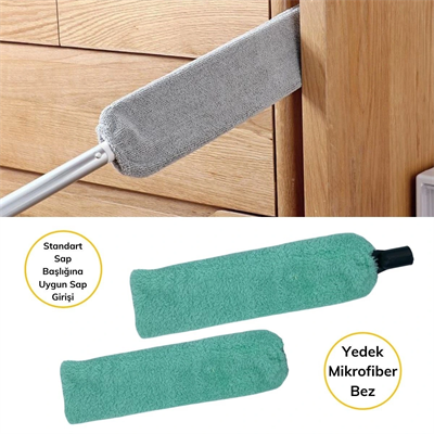 Sihirli Mikrofiber Başlıklı Girintili Yüzey Temizleme Mopu Toz Alma Fırçası