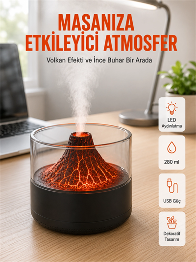 Şık Tasarımlı Aromaterapi ve Nemlendirici Cihaz