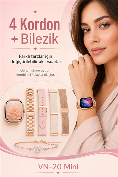 Şık Tasarımlı Mini Akıllı Saat Dört Çift Kayışlı Telefon Uyumlu Bildirim Destekli