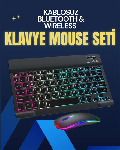 Şık ve Sessiz Tasarımlı Işıklı Klavye Mouse Seti – Şarjlı, Wireless