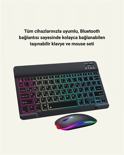 Şık ve Sessiz Tasarımlı Işıklı Klavye Mouse Seti – Şarjlı, Wireless