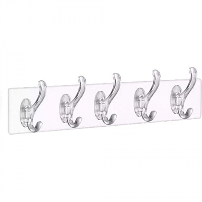 Silikon 5 Kollu Şeffaf Yapışkan Askı Bx40