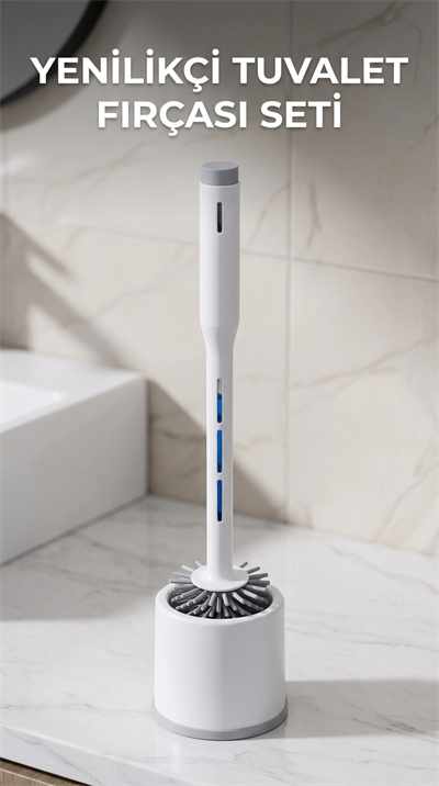 Silikon Deterjan Hazneli Esnek Tuvalet Fırçası - Banyo Temizliği İçin