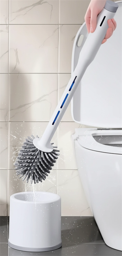 Silikon Deterjan Hazneli Esnek Tuvalet Fırçası - Banyo Temizliği İçin