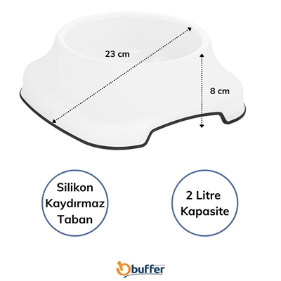 Silikon Kaydırmaz Taban Plastik Kedi Ve Köpek Mama Ve Su Kabı 2 L Bx40