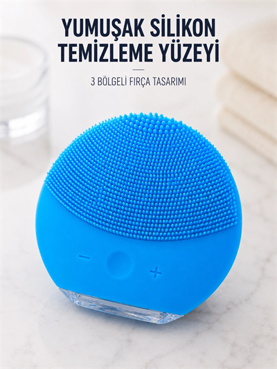 Silikon Yüz Temizleme Fırçası Ayarlanabilir Titreşimli Mavi Cilt Bakım Cihazı