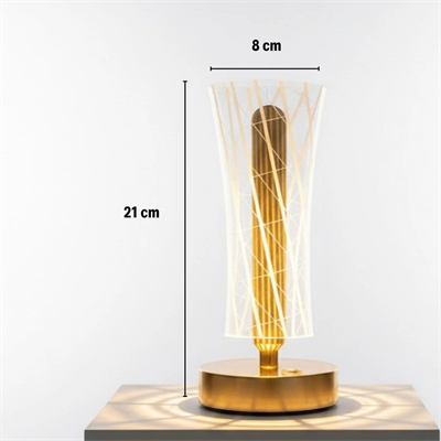 Silindirik Kristal Çizgi Model Led Masa Lambası – Gold Tabanlı, Dokunmatik, 3 Renk Işık Modlu, Şarjlı Modern Dekoratif Gece Lambası Bx40