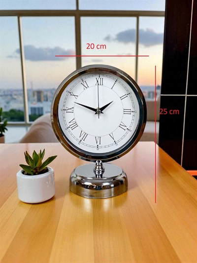 Sılver Classic Aura 25 x 20 Cm Metal Krom Masa Saati