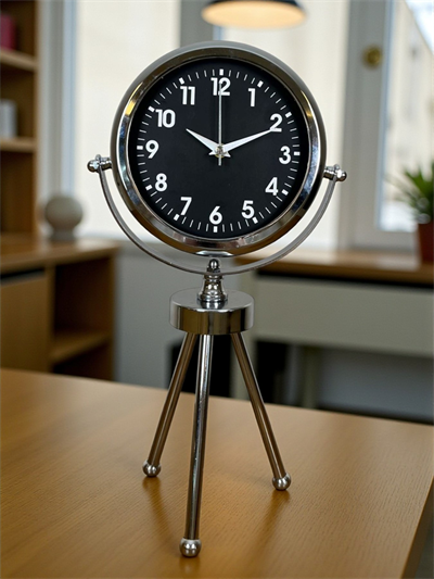 Silver Classic Tasarım Üç Ayaklı Metal Masa Saati
