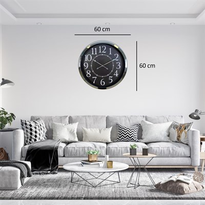 Silver Elegance Dekoratif 60 x 60 Cm Metal Duvar Saati