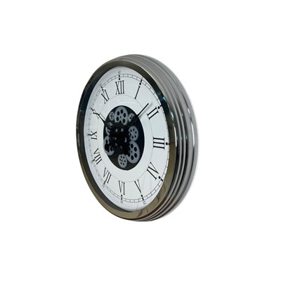 Silver Empire 60 Cm Çarklı Krom Duvar Saati