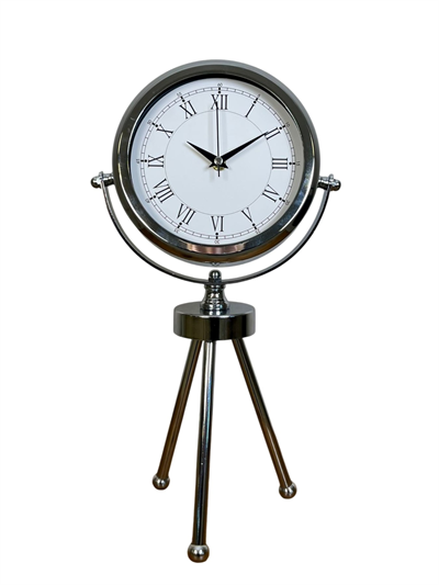 Silver Heritage Üç Ayaklı Krom Metal Masa Saati