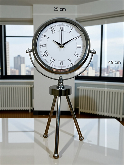 Silver Heritage Üç Ayaklı Krom Metal Masa Saati