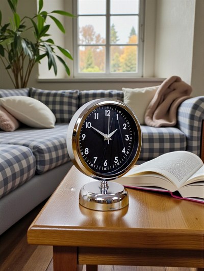 Silver Night 25 x 20 Cm Krom Zarif Masa Saati