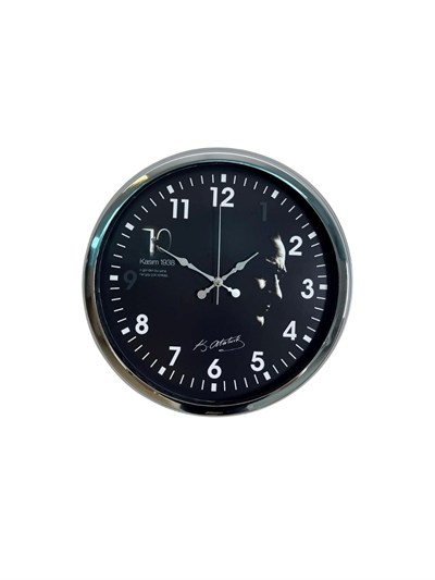 Silver Prestige Atatürk 36 Cm Metal Krom Duvar Saati