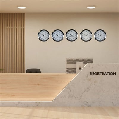 Silver Roma Prestige 5’li Krom 36 cm Metal Dünya Duvar Saati