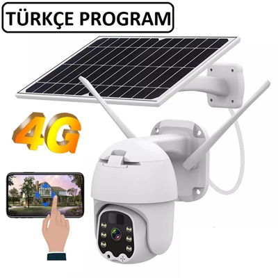 Sim Kartlı 4g Ptz 360 Hareketli Solar Güneş Enerjili 1080p Kamera Türkçe Program Son Sürüm