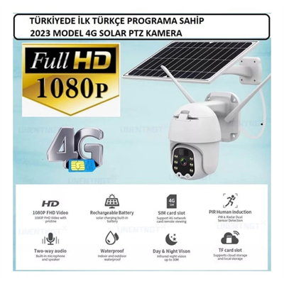 Sim Kartlı 4g Ptz 360 Hareketli Solar Güneş Enerjili 1080p Kamera Türkçe Program Son Sürüm