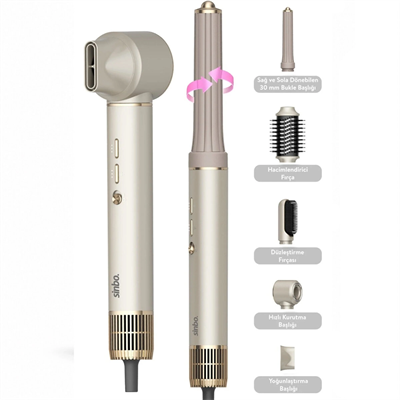Sinbo Air Brush Saç Şekillendirme Cihazı - 5 Başlıklı - Rose Gold Renk