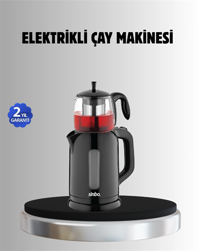Sinbo STM 5840 Elektrikli Çay Makinesi 1800W Cam Demlik ve Sıcak Tutma Özellikli