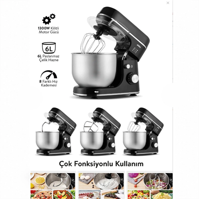 Sinbo Standlı Mikser - Siyah Renk - 12 Litre Hazne
