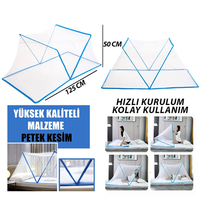 Sinek Koruyucu Cibinlik - Tül Çocuk - Bebek Portatif Kullanım 50x125cm Bx40