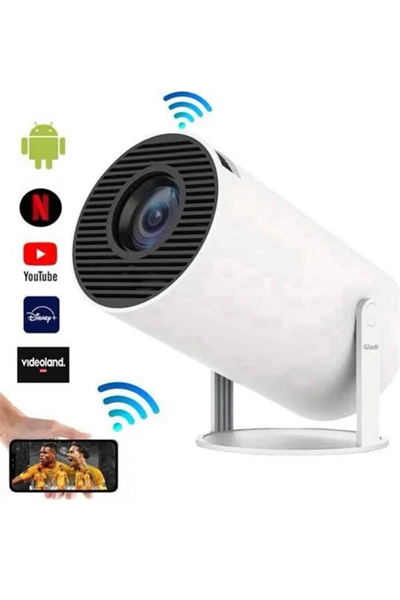 Sinema Projektörü Android HDMI USB WİFİ Ses Çıkışlı Ayaklı Projeksiyon Taşınabilir