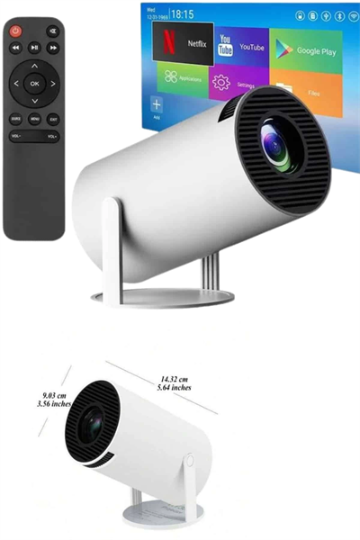 Sinema Projektörü Android HDMI USB WİFİ Ses Çıkışlı Ayaklı Projeksiyon Taşınabilir