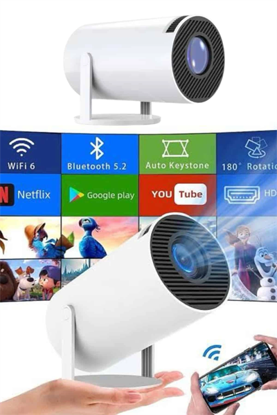 Sinema Projektörü Android HDMI USB WİFİ Ses Çıkışlı Ayaklı Projeksiyon Taşınabilir Yeni Nesil
