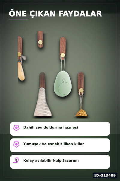Sıvı Hazneli Yumuşak Silikon Duş Masaj Fırçası - Askılı Ergonomik 1 Adet BX-313489