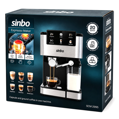 Siyah - Krom Espresso Kahve Makinesi 6 Farklı Kahve 1.5lt Su Hazne - 500ml Süt Hazne 1350w Scm-2995 Bx40