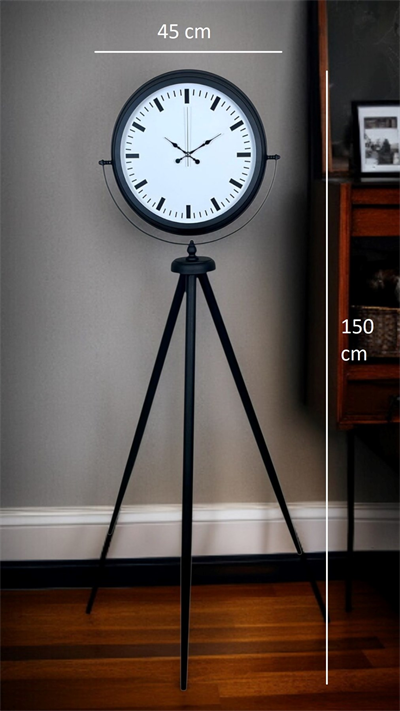 Siyah & Beyaz Saf Sade Tasarım Tripod Ayaklı Saat