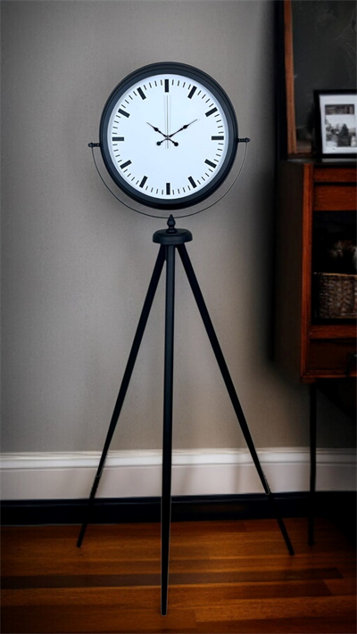Siyah & Beyaz Saf Sade Tasarım Tripod Ayaklı Saat