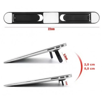 Siyah 2 Kademeli Katlanabilir ve Yapışkanlı Laptop Standı