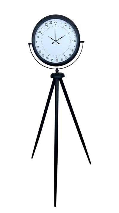 Siyah 24 Saat Göstergeli Özel Tasarım Tripod Ayaklı Saat
