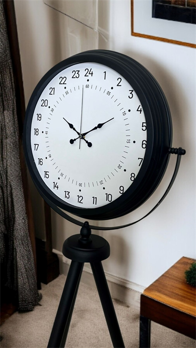 Siyah 24 Saat Göstergeli Özel Tasarım Tripod Ayaklı Saat