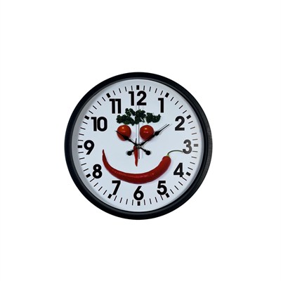 Siyah 36 Cm Sebze Figürlü Eğlenceli Mutfak Duvar Saati