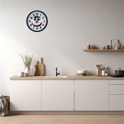 Siyah 36 Cm Sebze Figürlü Eğlenceli Mutfak Duvar Saati