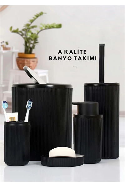 Siyah 5li Banyo Takımı banyo Dekorasyonu Için Beşli Set banyo Aksesuar Ve Düzenleyicileri