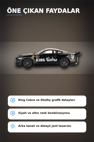 Siyah Altın Kaplamalı 1/64 Diecast Shelby GT500 Dragon Snake Konsept Model Araba BX-313355