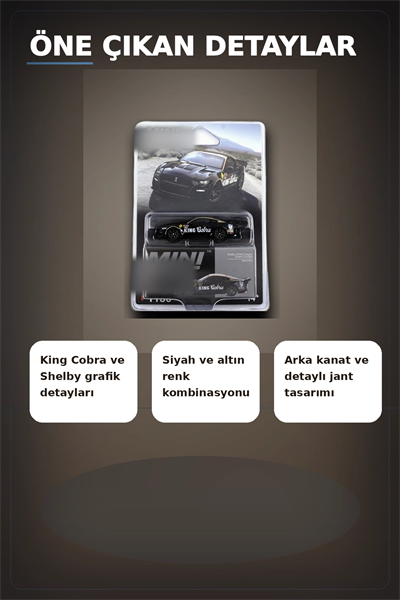 Siyah Altın Kaplamalı 1/64 Diecast Shelby GT500 Dragon Snake Konsept Model Araba BX-313355