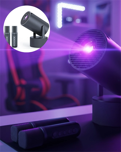 Siyah Android Sistemli Kareoke Projeksiyon 180° Döner Başlıklı