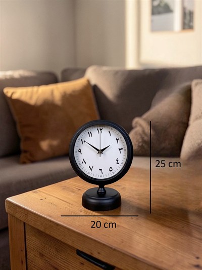 Siyah Arap Rakamlı 25 x 20 Cm Metal Masa Saati