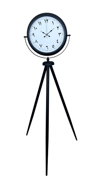 Siyah Arap Rakamlı Sıradışı Tasarım Tripod Ayaklı Saat