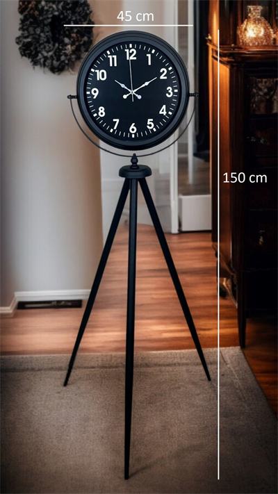 Siyah Asil Standart Stil Tripod Ayaklı Saat