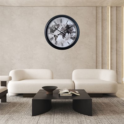 Siyah Atlas 60 x 60 Cm Metal Duvar Saati